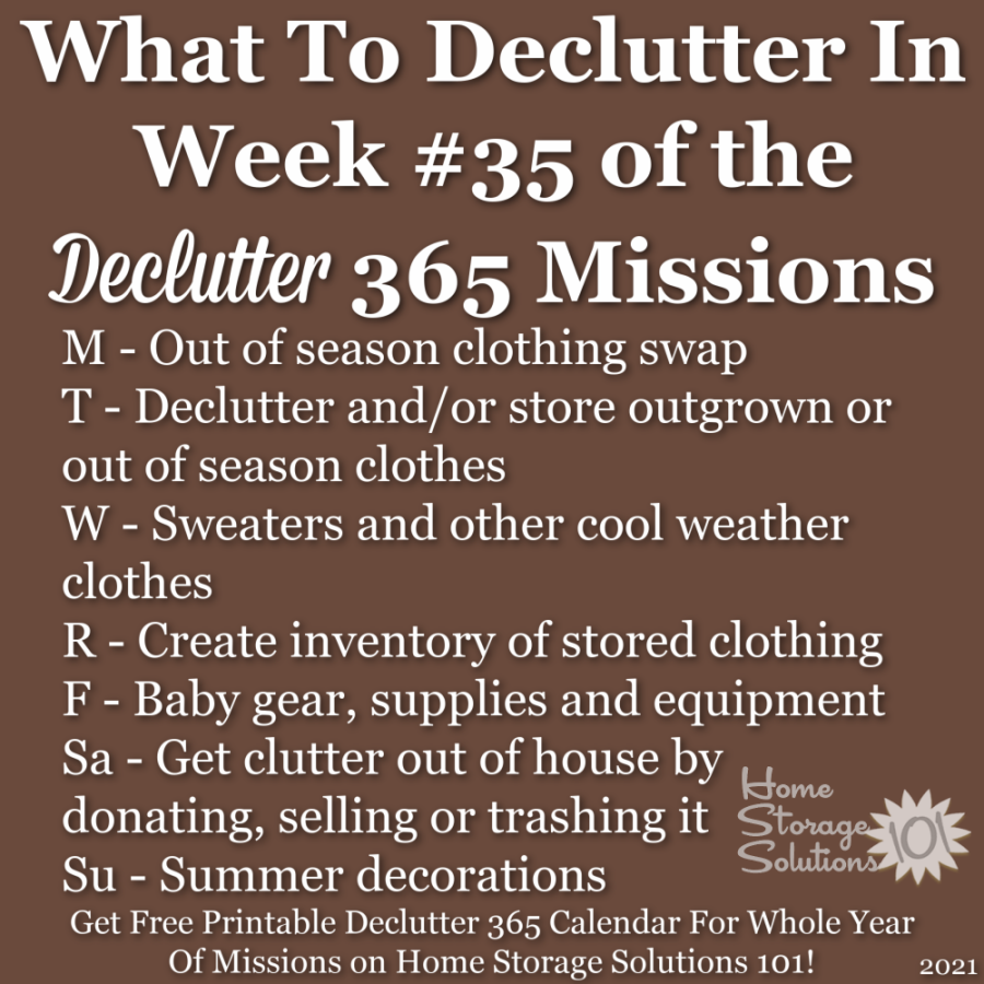 What to declutter in week #35 of the Declutter 365 missions {get a free printable Declutter 365 calendar for a whole year of missions on Home Storage Solutions 101!}