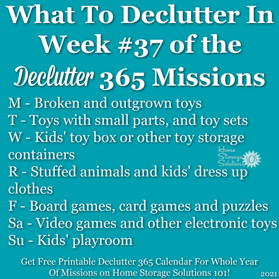 What to declutter in week #37 of the Declutter 365 missions {get a free printable Declutter 365 calendar for a whole year of missions on Home Storage Solutions 101!}