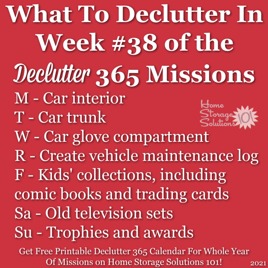 What to declutter in week #38 of the Declutter 365 missions {get a free printable Declutter 365 calendar for a whole year of missions on Home Storage Solutions 101!}
