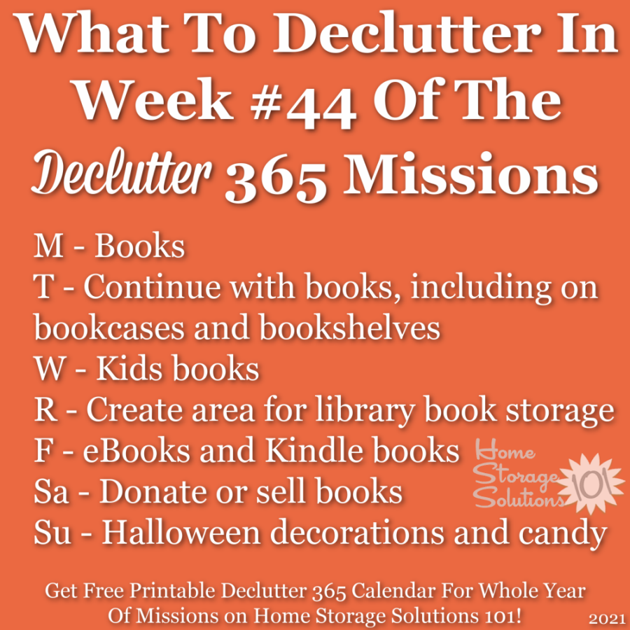 What to declutter in week #44 of the Declutter 365 missions {get a free printable Declutter 365 calendar for a whole year of missions on Home Storage Solutions 101!}