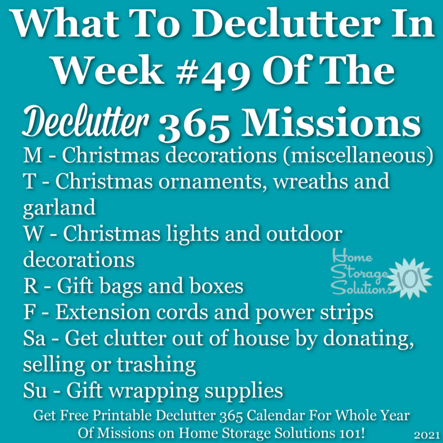 What to declutter in week #49 of the Declutter 365 missions {get a free printable Declutter 365 calendar for a whole year of missions on Home Storage Solutions 101!}