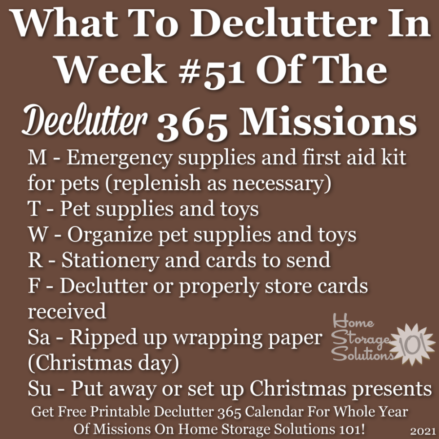 What to declutter in week #51 of the Declutter 365 missions {get a free printable Declutter 365 calendar for a whole year of missions on Home Storage Solutions 101!}