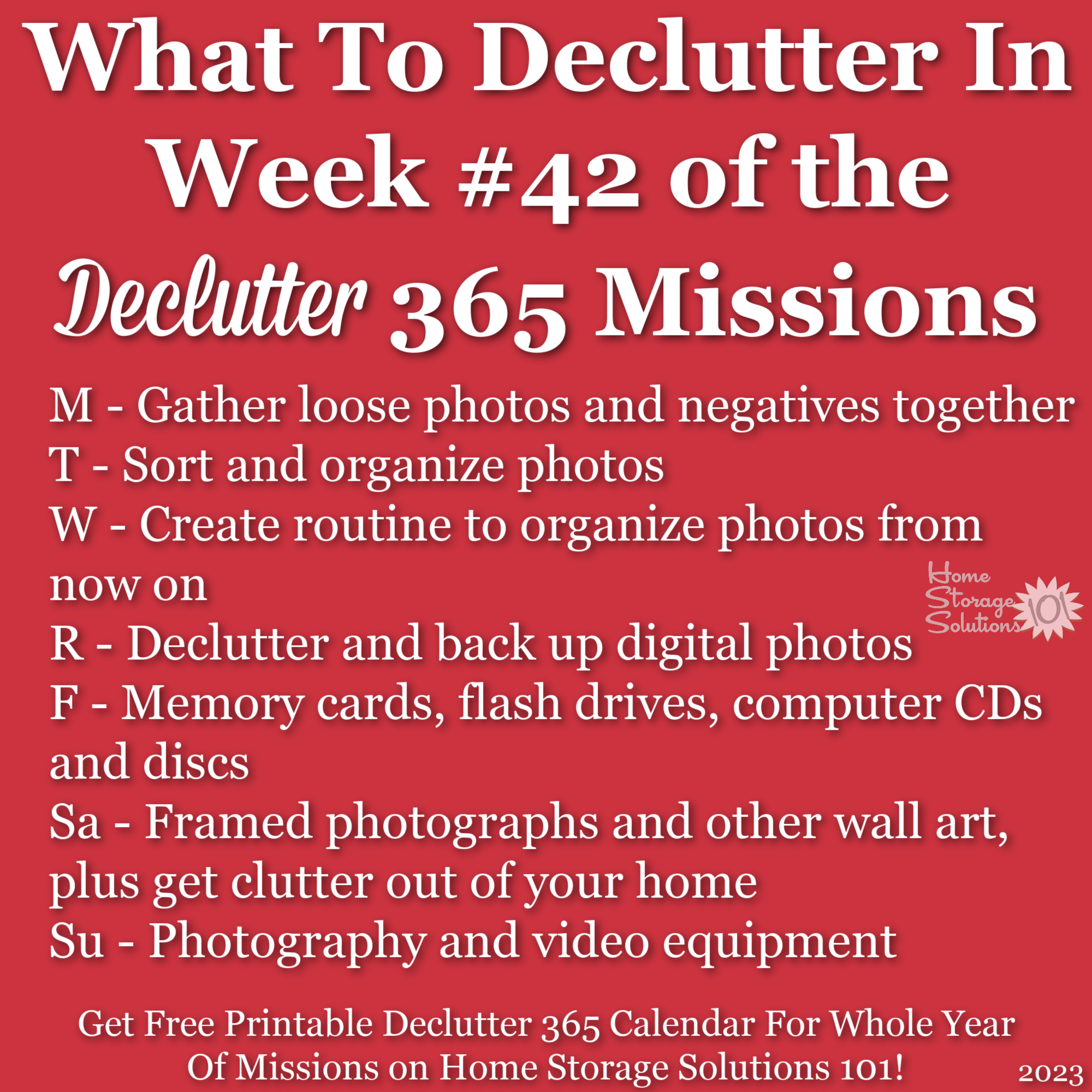 What to declutter in week #42 of the Declutter 365 missions {get a free printable Declutter 365 calendar for a whole year of missions on Home Storage Solutions 101!}