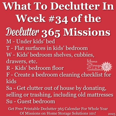 What to declutter in week #34 of the Declutter 365 missions {get a free printable Declutter 365 calendar for a whole year of missions on Home Storage Solutions 101!}