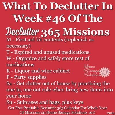 What to declutter in week #46 of the Declutter 365 missions {get a free printable Declutter 365 calendar for a whole year of missions on Home Storage Solutions 101!} What to declutter in week #46 of the Declutter 365 missions {get a free printable Declutter 365 calendar for a whole year of missions on Home Storage Solutions 101!}