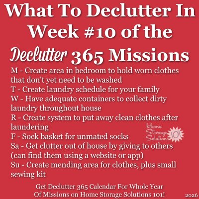 What to declutter in week #10 of the Declutter 365 missions {get a free printable Declutter 365 calendar for a whole year of missions on Home Storage Solutions 101!}