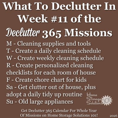 What to declutter in week #11 of the Declutter 365 missions {get a free printable Declutter 365 calendar for a whole year of missions on Home Storage Solutions 101!}