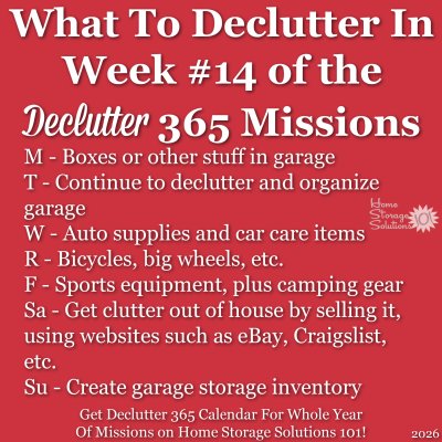 What to declutter in week #14 of the Declutter 365 missions {get a Declutter 365 calendar for a whole year of missions on Home Storage Solutions 101!}