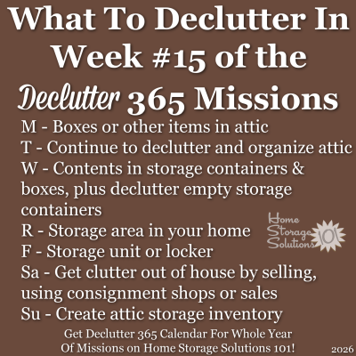 What to declutter in week #15 of the Declutter 365 missions {get a Declutter 365 calendar for a whole year of missions on Home Storage Solutions 101!}