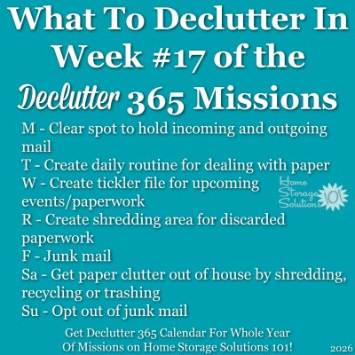 What to declutter in week #17 of the Declutter 365 missions {get a Declutter 365 calendar for a whole year of missions on Home Storage Solutions 101!}