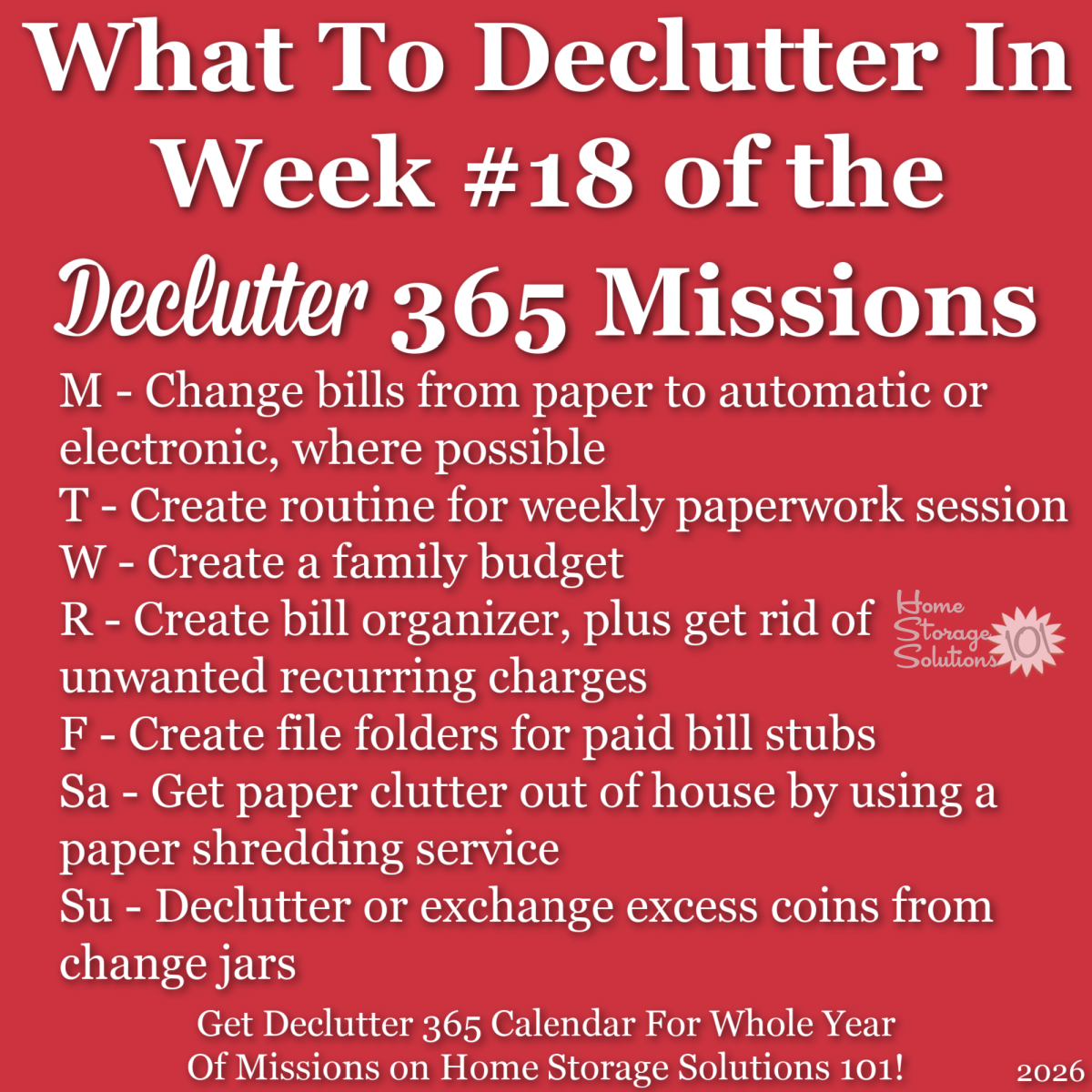 What to declutter in week #18 of the Declutter 365 missions {get a Declutter 365 calendar for a whole year of missions on Home Storage Solutions 101!}