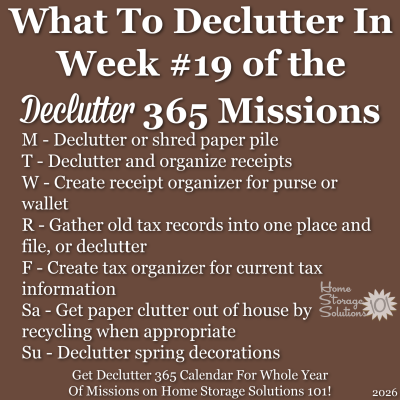 What to declutter in week #19 of the Declutter 365 missions {get a Declutter 365 calendar for a whole year of missions on Home Storage Solutions 101!}