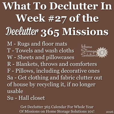 What to declutter in week #27 of the Declutter 365 missions {get a Declutter 365 calendar for a whole year of missions on Home Storage Solutions 101!}
