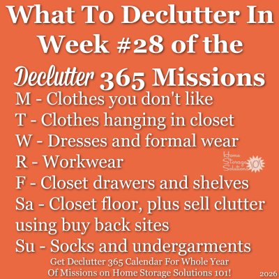 What to declutter in week #28 of the Declutter 365 missions {get a Declutter 365 calendar for a whole year of missions on Home Storage Solutions 101!}