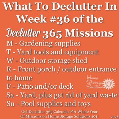 What to declutter in week #36 of the Declutter 365 missions {get a Declutter 365 calendar for a whole year of missions on Home Storage Solutions 101!} What to declutter in week #36 of the Declutter 365 missions {get a Declutter 365 calendar for a whole year of missions on Home Storage Solutions 101!}