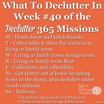 What to declutter in week #40 of the Declutter 365 missions {get a Declutter 365 calendar for a whole year of missions on Home Storage Solutions 101!}