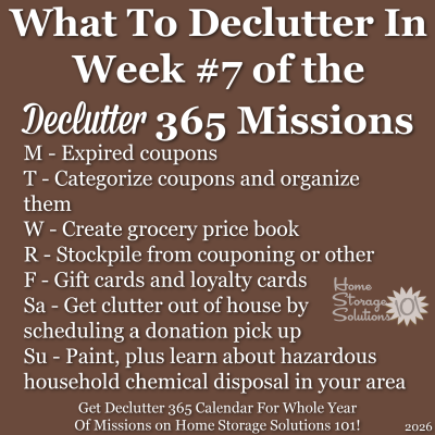 What to declutter in week #7 of the Declutter 365 missions {get a Declutter 365 calendar for a whole year of missions on Home Storage Solutions 101!}