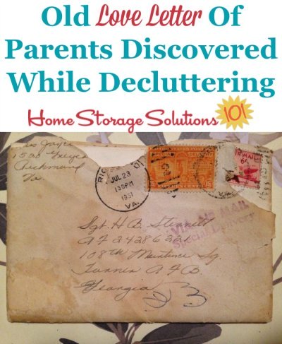 Old love letter of parents discovered when doing the #Declutter365 missions {on Home Storage Solutions 101} #Decluttering #Declutter