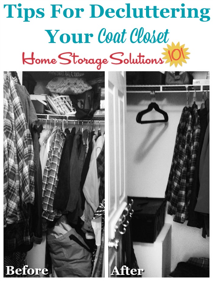 Tips for decluttering your coat closet {on Home Storage Solutions 101}