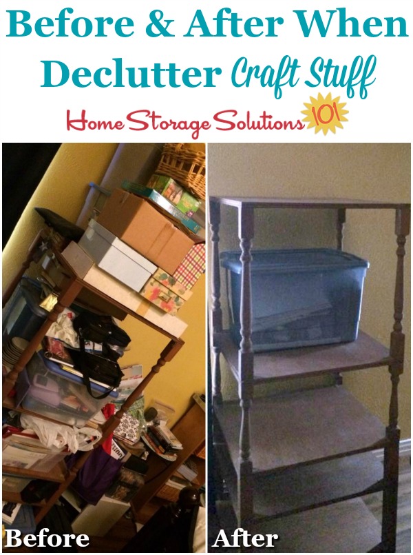 Before and after when declutter craft stuff from your home {featured on Home Storage Solutions 101}