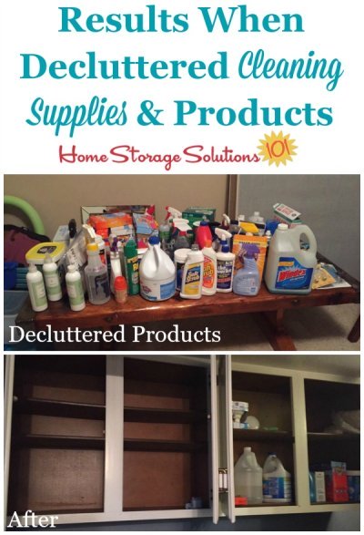 Results when a reader, Jen, did the #Declutter365 mission to get rid of old and excess cleaning supplies and products {featured on Home Storage Solutions 101}