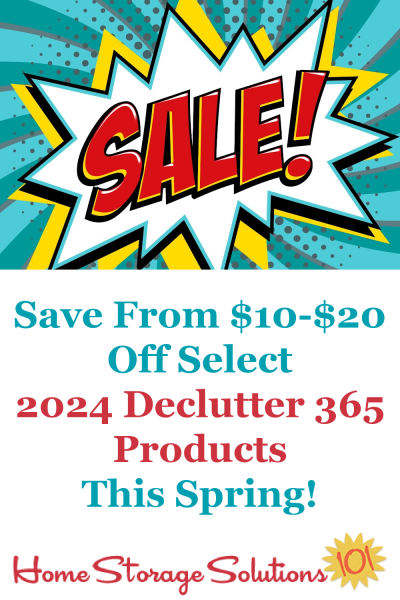 If you want to get your home decluttered, and have it stay that way, use some or all of these Declutter 365 products to help. Here's the products that are currently on sale {on Home Storage Solutions 101}