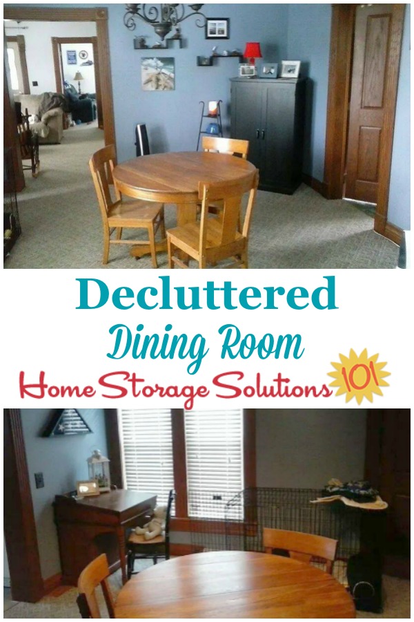 Decluttered dining room, after working thorough the Declutter 365 missions on Home Storage Solutions 101