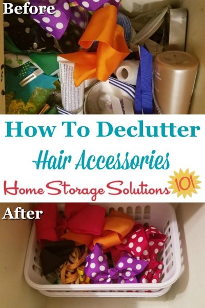 How to declutter hair accessories from your home, for both adults and kids {a #Declutter365 mission on Home Storage Solutions 101} #DeclutterBathroom #DeclutterAccessories