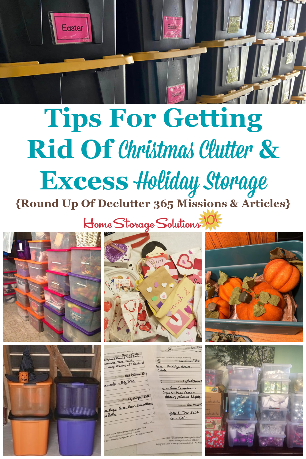 A round up of tips for getting rid of Christmas clutter and holiday storage for each season and holiday, from all around your home {on Home Storage Solutions 101}