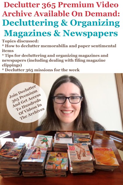 Declutter 365 Premium video archive available on demand all about decluttering and organizing magazines and newspapers, on Home Storage Solutions 101