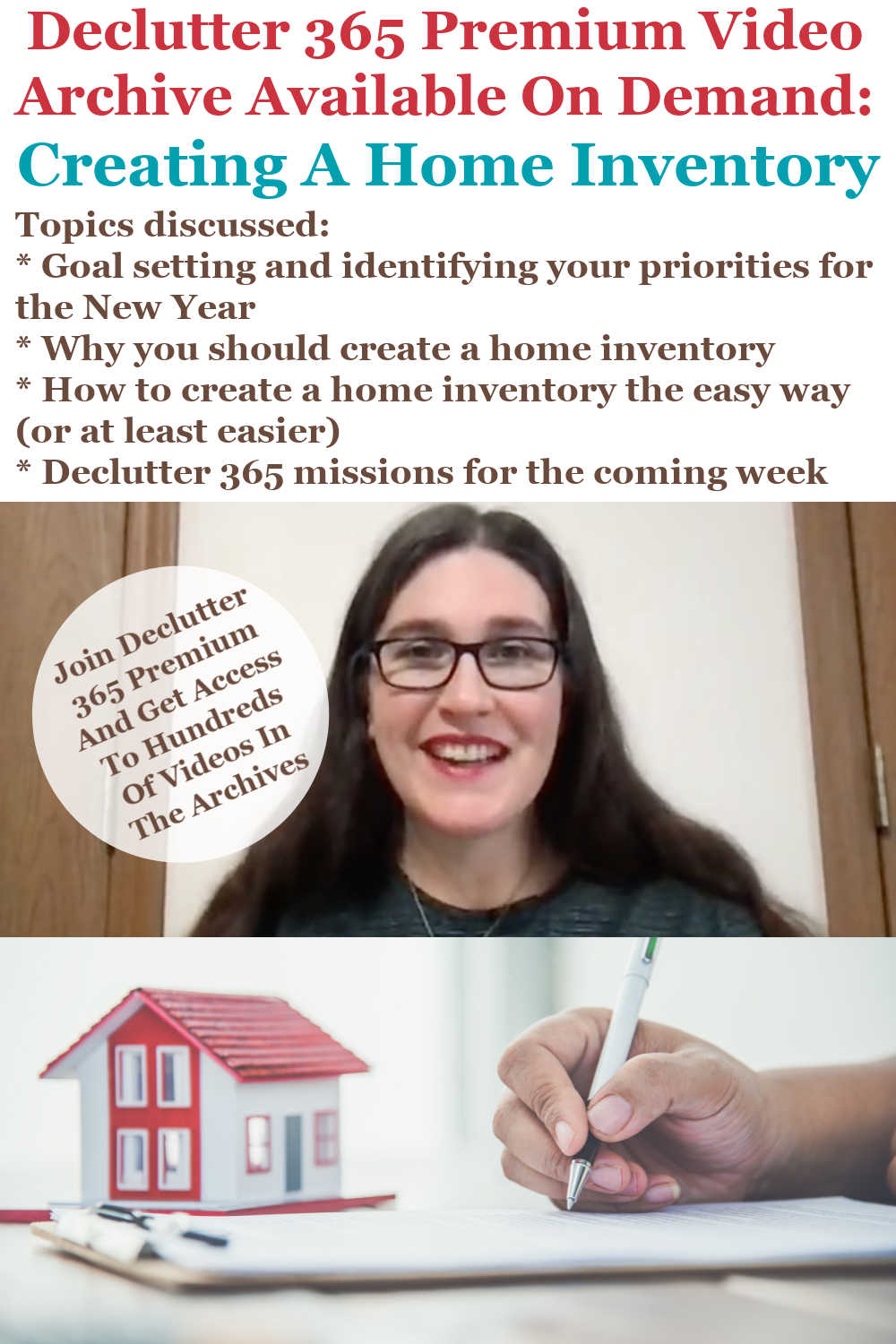 Declutter 365 Premium video archive available on demand all about creating a home inventory, on Home Storage Solutions 101