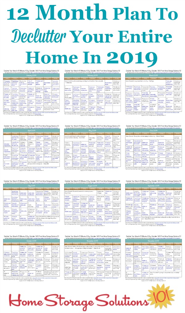 free 2019 printable declutter calendar 15 minute daily missions daily page calendar