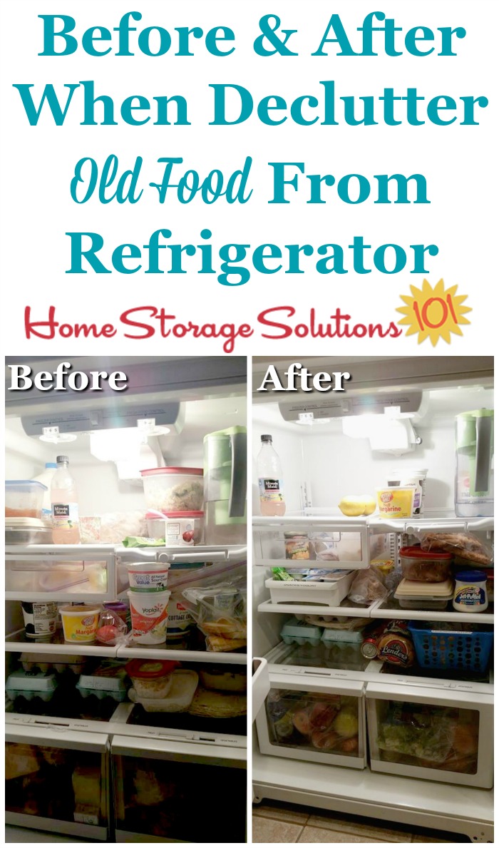 Before and after when you #declutter old and expired food from your refrigerator {part of the #Declutter365 missions on Home Storage Solutions 101} #Decluttering