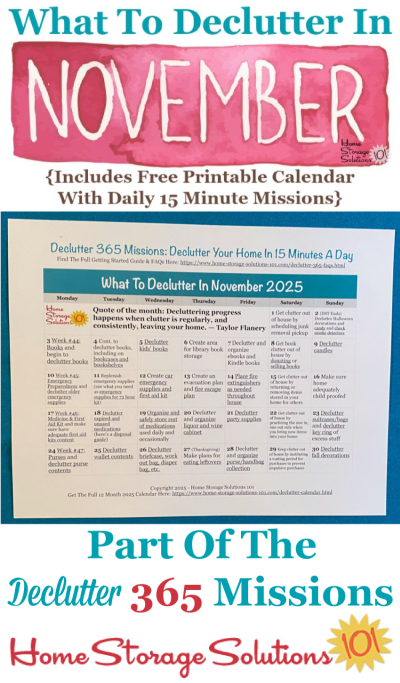What to declutter in November 2025, including a free printable November decluttering calendar you can follow each day {on Home Storage Solutions 101} What to declutter in November 2025, including a free printable November decluttering calendar you can follow each day {on Home Storage Solutions 101} #Declutter365 #Decluttering #Declutter