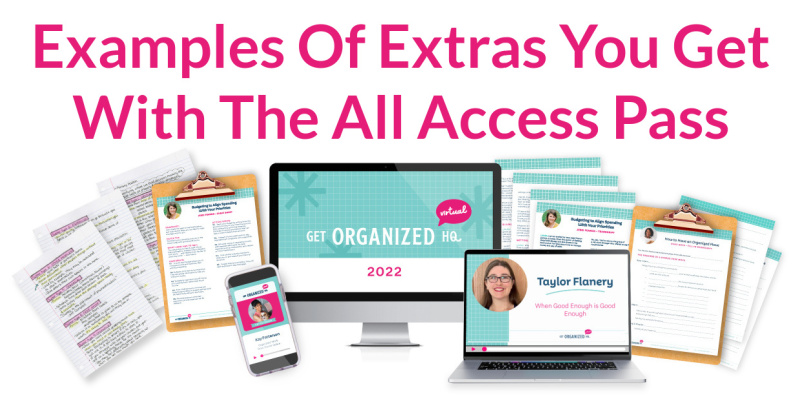 Examples of the extras you get with the Get Organized HQ All Access Pass