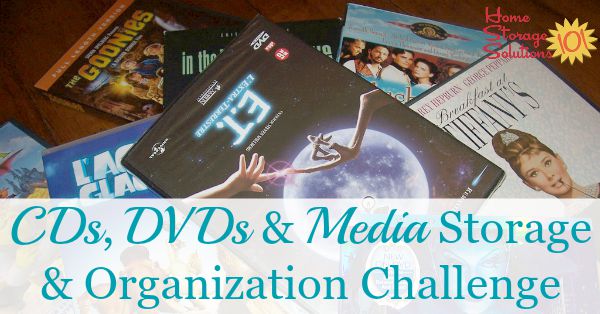 CD and DVD storage and organization challenge, part of the 52 Week Organized Home Challenge on Home Storage Solutions 101. This week we're decluttering and organizing CDs, DVDs, and other media, for both kids and adults. #OrganizingTips #HomeOrganization #OrganizedHome