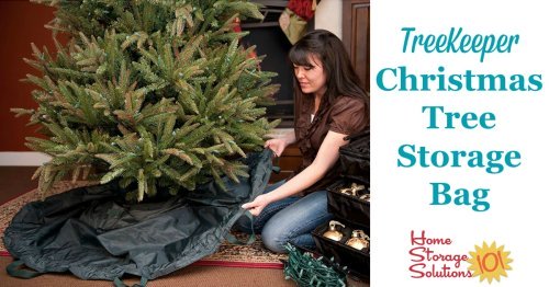 This TreeKeeper artificial Christmas tree storage bag not only keeps your tree clean and beautiful from year to year but is also designed to let you store it without ever having to disassemble it again! {featured on Home Storage Solutions 101} #ChristmasStorage #HolidayStorage #ChristmasTreeStorage