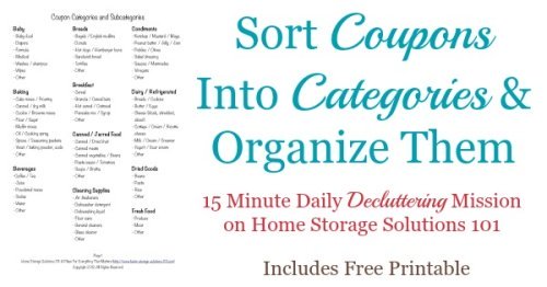 Sort coupons into categories and organize them {#Declutter365 mission on Home Storage Solutions 101}
