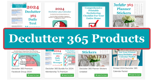 If you want to get your home decluttered, and have it stay that way, use some or all of these Declutter 365 products, including a calendar, text messages, planner stickers, checklists, and even a Facebook group to help you do it {on Home Storage Solutions 101}