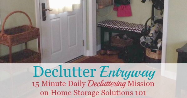 Here is how to declutter your entryway or foyer to make this highly trafficked area of your home functional, and inviting for your family and guests {a #Declutter365 mission on Home Storage Solutions 101}