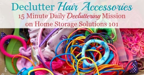 Here is how to declutter hair accessories for adults and kids, including hair clips, ties, headbands, barrettes and more {a #Declutter365 mission on Home Storage Solutions 101} #DeclutterHairAccessories #Decluttering