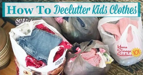 Here are tips for how to declutter kids clothes, including questions to ask during the decluttering process {on Home Storage Solutions 101}