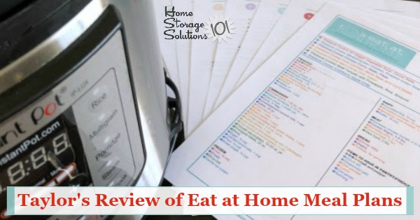 Here's my review of the Eat At Home monthly meal plans, to help you save time and money, while being able to eat meals as a family, at home, more often {on Home Storage Solutions 101}