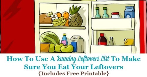 How to use a running leftovers list to make sure you eat your leftovers, including a free printable leftovers inventory form {on Home Storage Solutions 101}