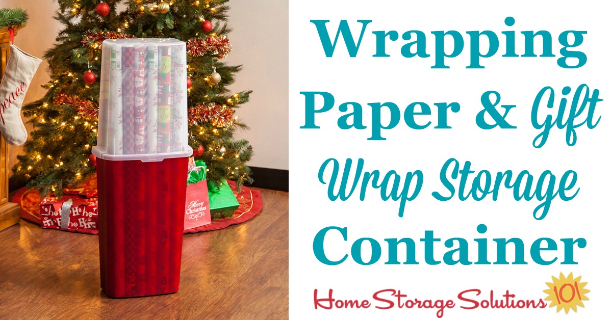 This wrapping paper and gift wrap storage container is an ideal way to organize long rolls of wrapping paper, keeping them clean, unbent, and protected while in storage {featured on Home Storage Solutions 101} #ChristmasStorage #HolidayStorage #GiftWrapStorage