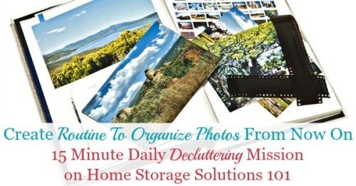 In this Declutter 365 mission we'll learn how to create a routine to organize both physical and digital photos from now on, so they don't accumulate into digital clutter or piles of clutter {on Home Storage Solutions 101}