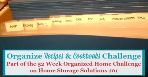 Step by step instructions for how to #organize recipes and cookbooks {part of the 52 Week Organized Home Challenge on Home Storage Solutions 101} #OrganizedHome #OrganizingTips