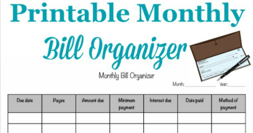 Free printable monthly bill organizer to help you track when your bills are due so you never miss a payment {courtesy of Home Storage Solutions 101}