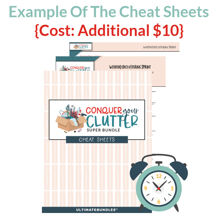 Example of the Cheat Sheets you can get for the 2021 Conquer Your Clutter Super Bundle