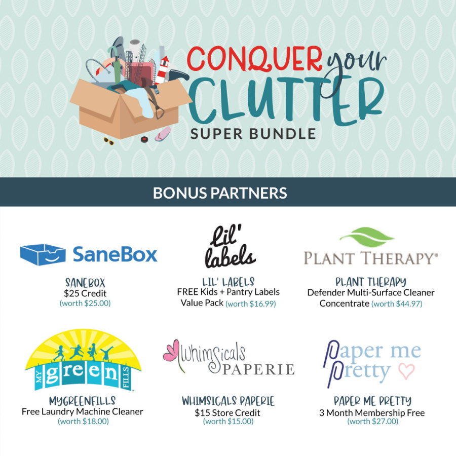 Bonus partners for the Conquer Your Clutter Super Bundle